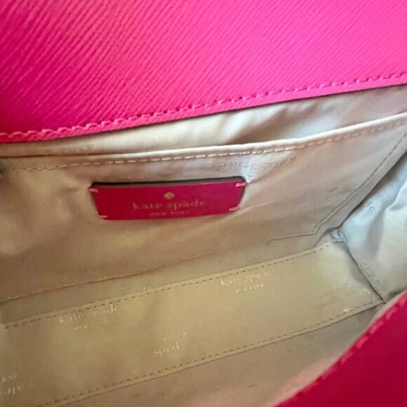 KATE SPADE CROSSBODY SHOULDER BAG LEATHER HOT PINK GOLDEN ACCENTS SOPHISTICATED - Picture 5 of 11
